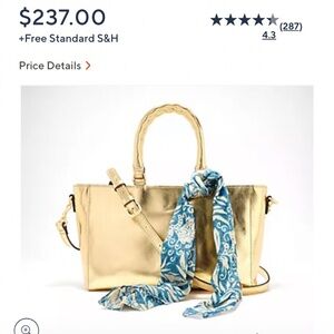 Patricia Nash Eileen, Gold, New , with scarf and Dust Cover